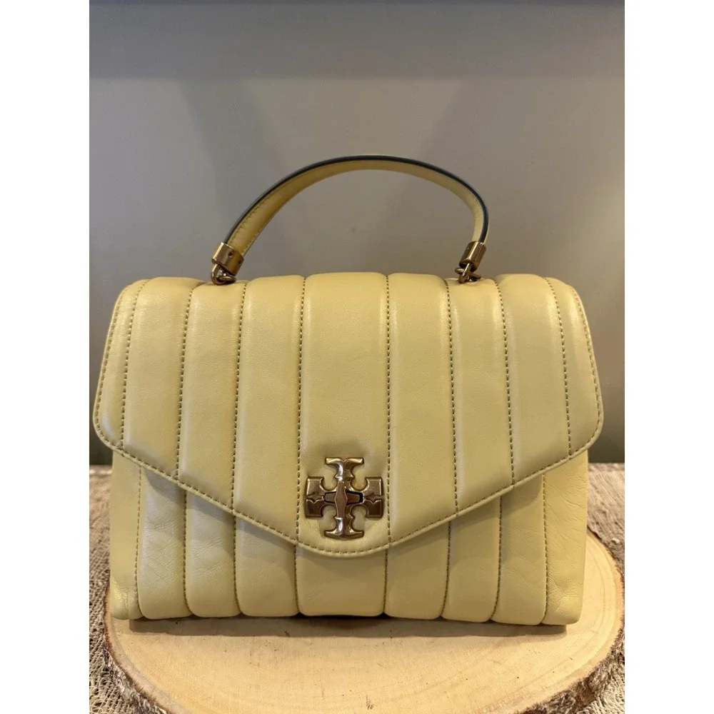 Tory Burch Kira Quilted Medium Top Handle Satchel Crossbody In  Beeswax 798$ New